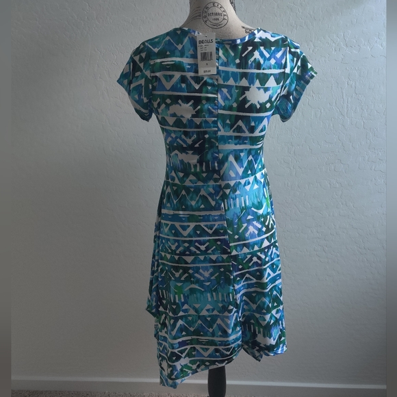 🆕 Lexington Avenue Asymmetric Blue Geometric Pattern Dress_Small - Picture 4 of 7